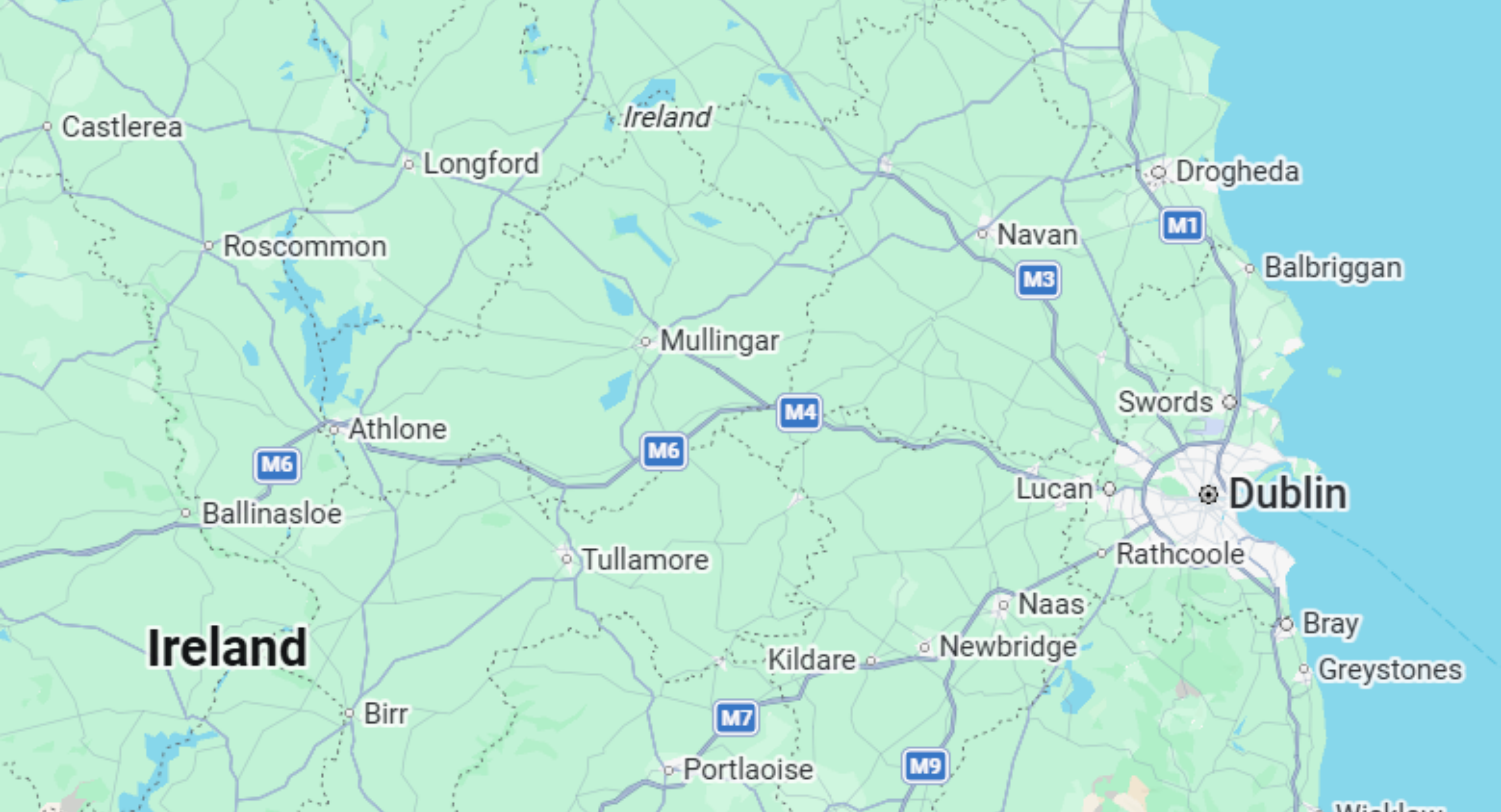 Coverage area map — Mullingar and surrounding counties